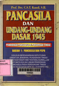 Pancasila dan undang-undang dasar 1945 bagian 1 : pancasila dan pspb edisi revisi