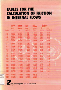 Tables for the calculation of friction in internal flows